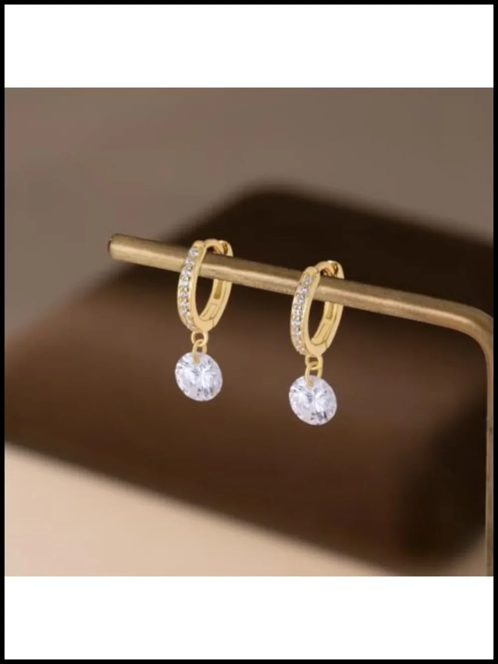 Sterling Silver CZ Drop Hoop Earrings for Women Teens Hypoallergenic
